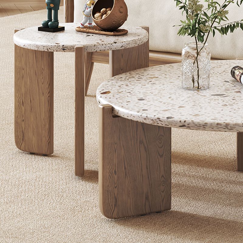 Contemporary Coffee Table 3 Legs Round Slate Coffee Cocktail Table