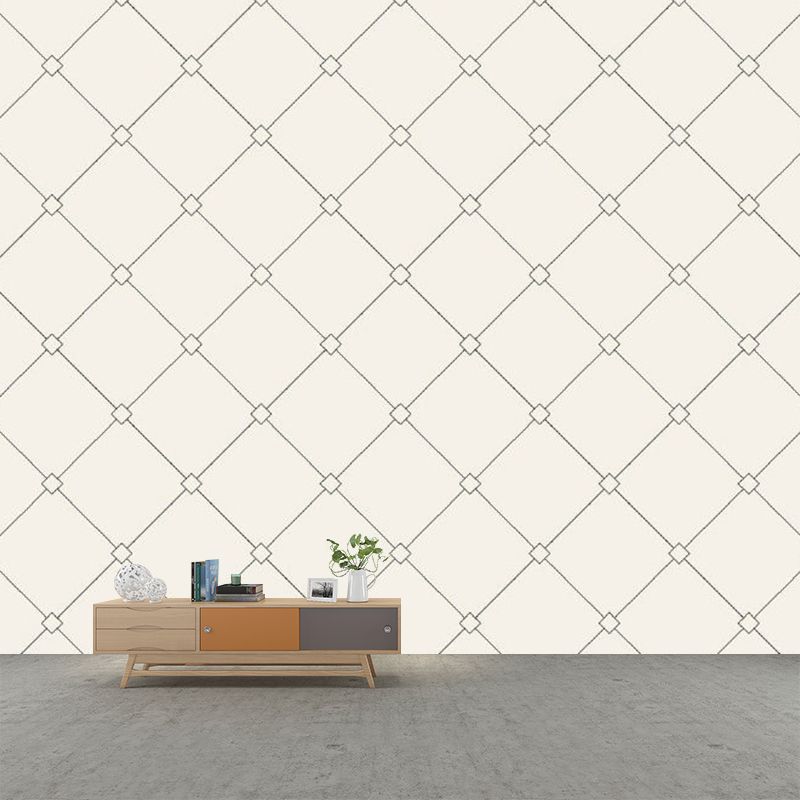 Simplicity Trellis Wall Paper Murals for Living Room Customized Wall Covering in Beige