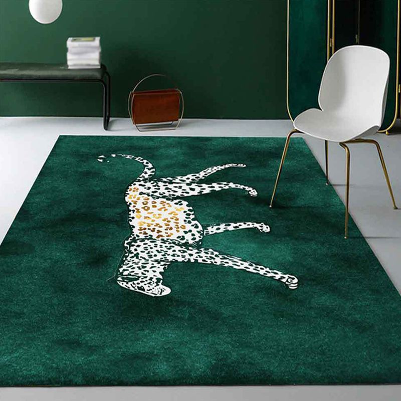 Atrovirens Leopard Rug Polyester Modern Rug Non-Slip Backing Rug for Home Decor