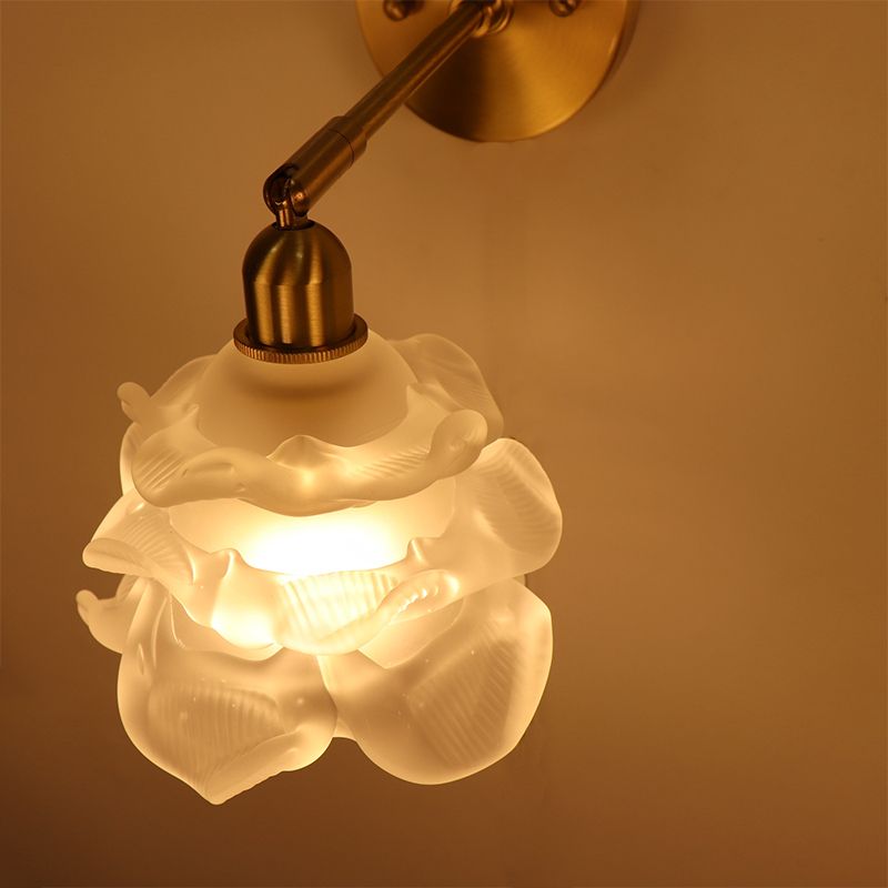Modernism Glass Shaded Wall Light Golden Metal Lighting for Home