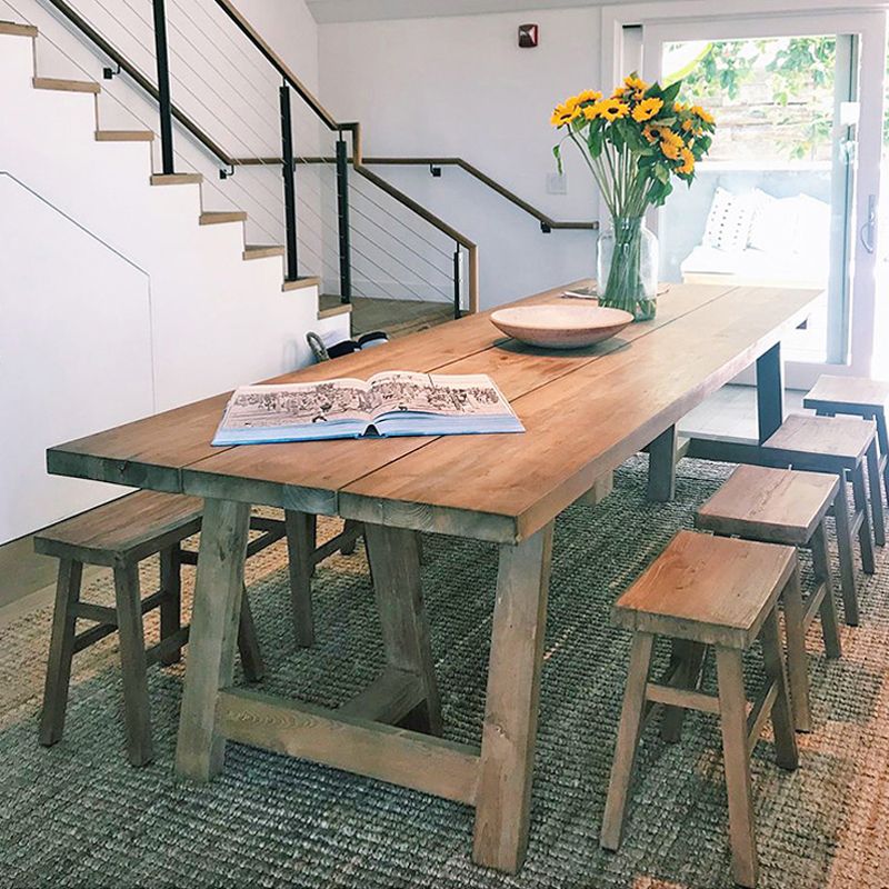 Contemporary Dining Table Rectangle Solid Wood Dinner Table without Chair