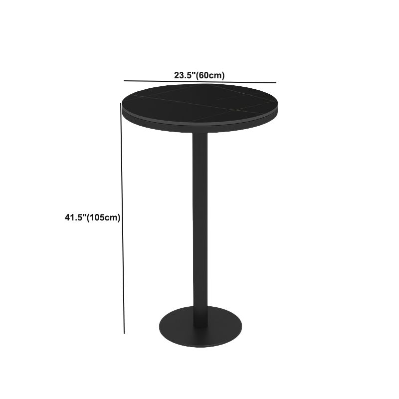 Black Bar Dining Table Sintered Stone Bar Height Cocktail Table with Metal Base