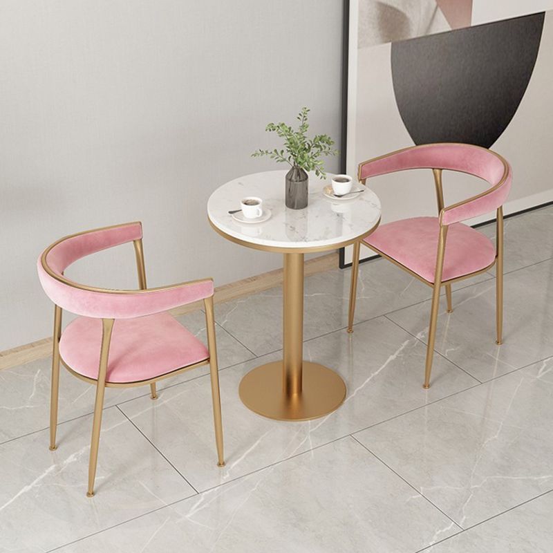 Glam Style Upholstered Dining Chair Open Back Dining Arm Chair