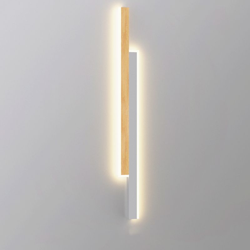 Modern Style Linear Shape Wall Sconce Wood 1 Light Sconce Lighting for Bedroom