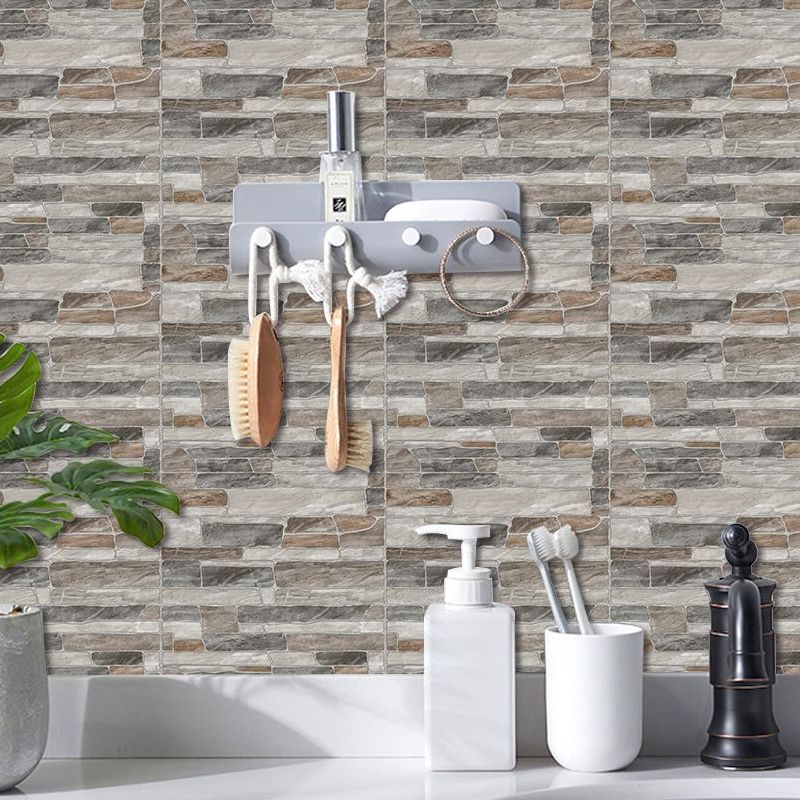 Grey Stone Wallpaper Panels Adhesive Rural Restaurant Wall Covering, 8' L x 8" W