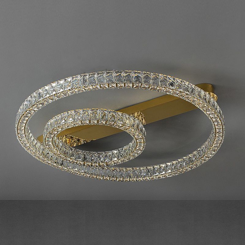 Luminaires encastrés contemporains Lampes encastrées circulaires en cristal en or