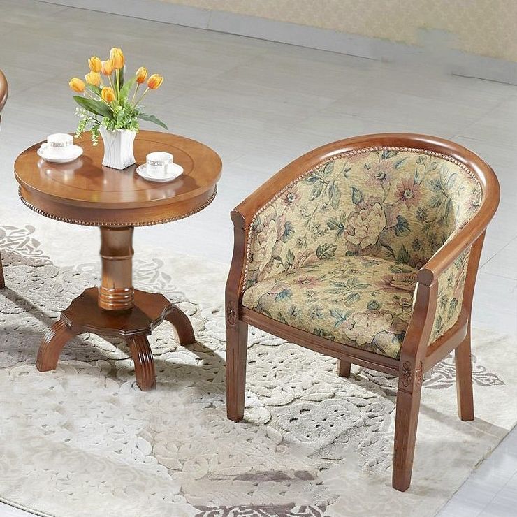 Traditional Style Dining Chair Upholstered Solid Wood Arm Chair for Hotel