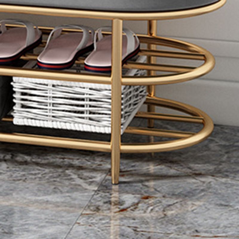 14.04-inch Width Modern Seating Bench Cushioned Metal Entryway Bench