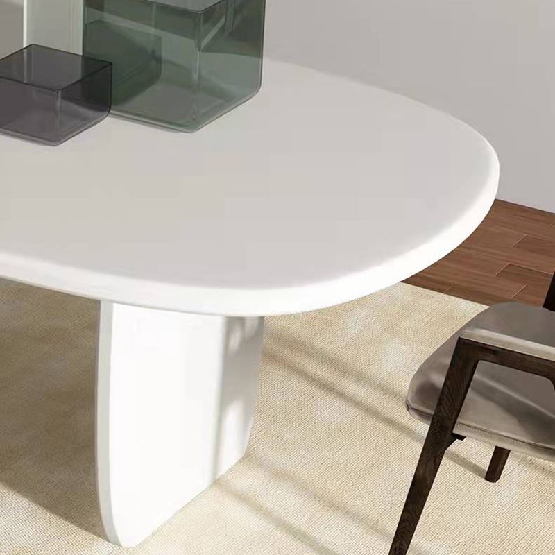 Modern Solid Wood Table for Restaurant Rectangle White Dining Table with Double Pedestal