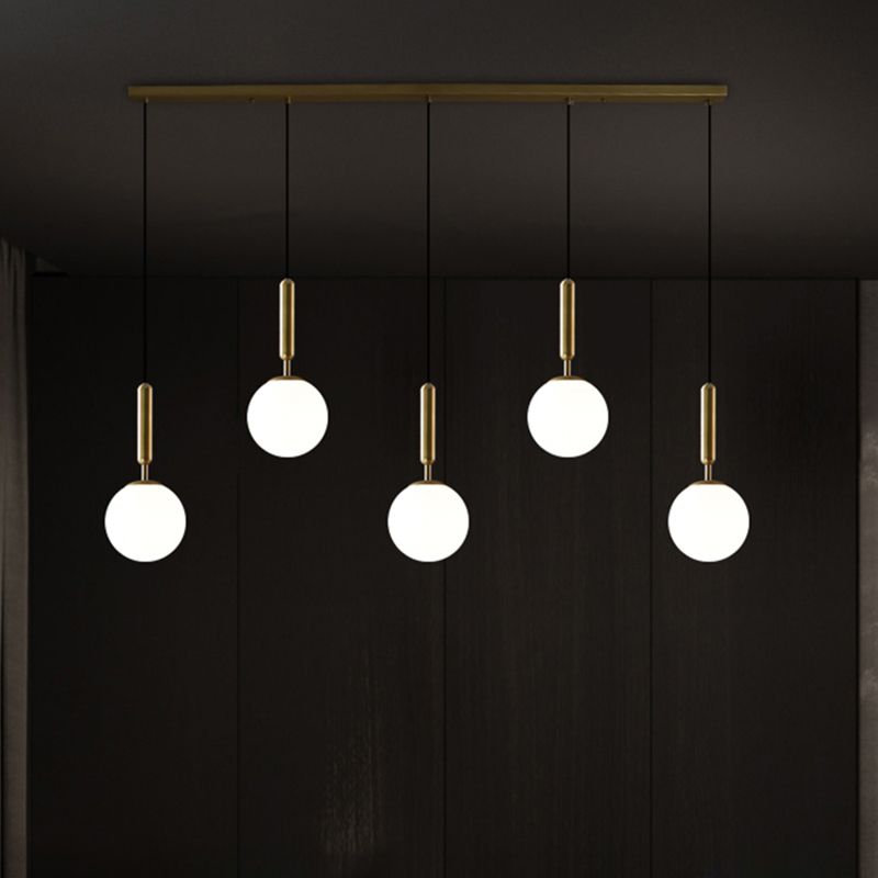 Brass Ball Multiple Hanging Pendant Light Simplicity Glass Ceiling Light for Open Kitchen