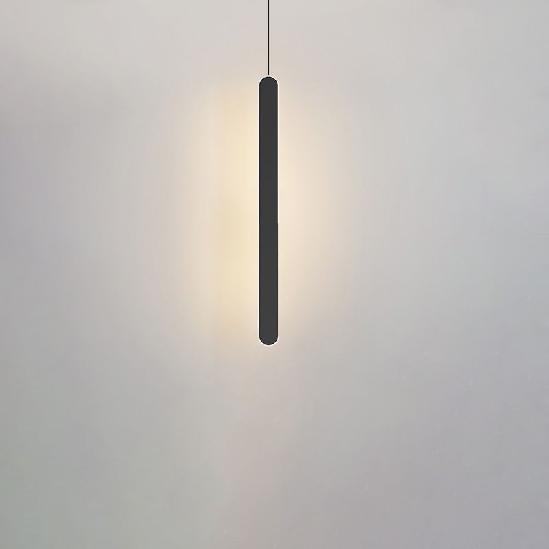Minimalistische lineare Anhängerbeleuchtung, Acrylschatten um Metallstange hängen Licht
