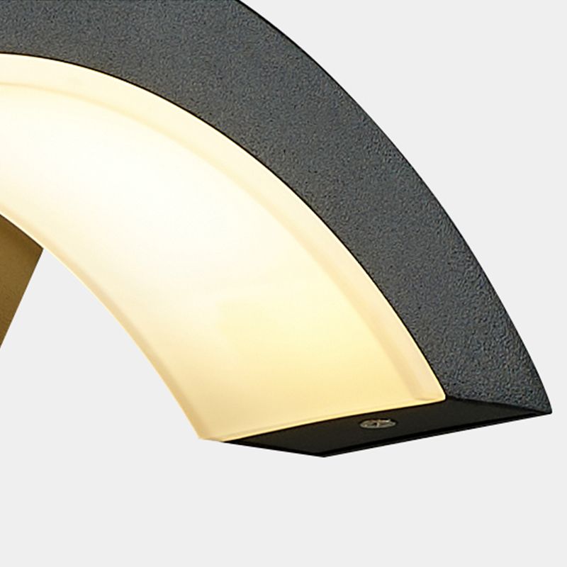 Modern Metal Wall Sconce Arc Shape Wall Light with Acrylic Shade for Courtyard
