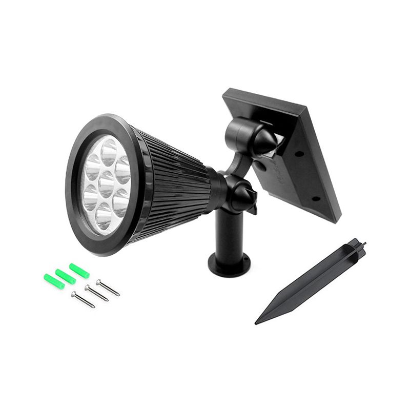 Black Conical Shaped Solar Ground Light Art Decor Plastic LED Stake Spotlighting for Pathway