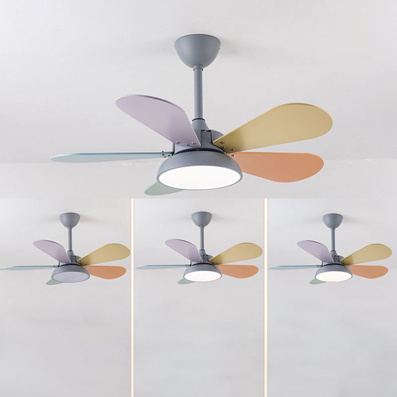 Kids Creative LED Pendant Light Wrought Iron Indoor Fan Chandelier with Acrylic Shade