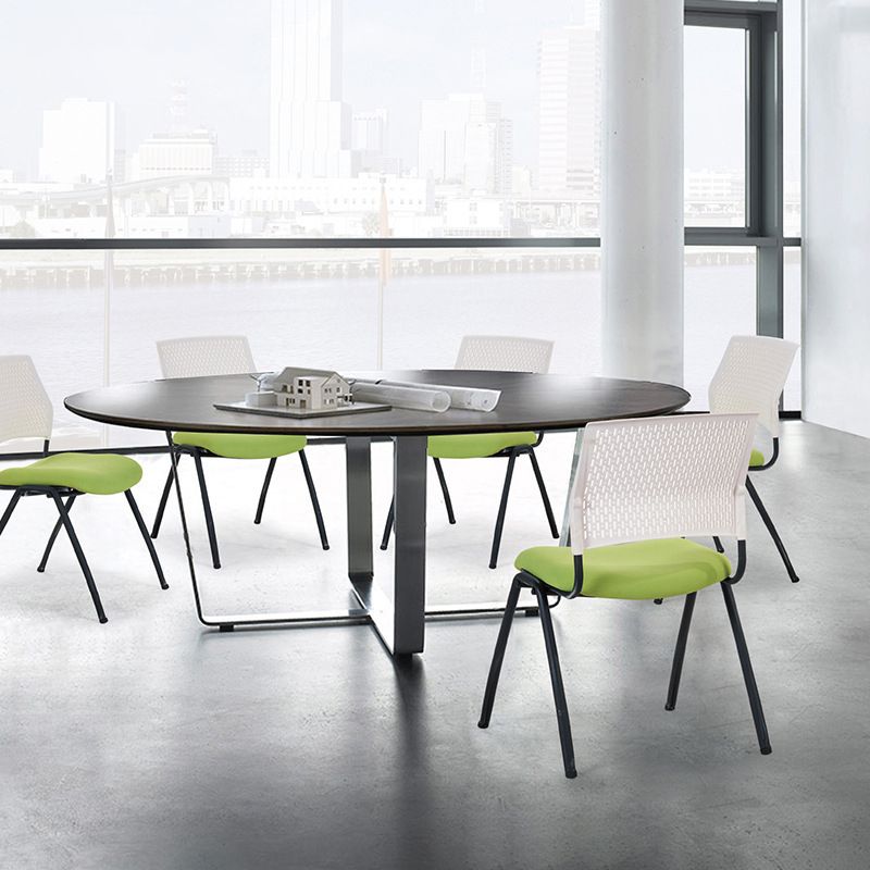 Contemporary Desk Chair Mid-Back No Wheels Armless Office Chair