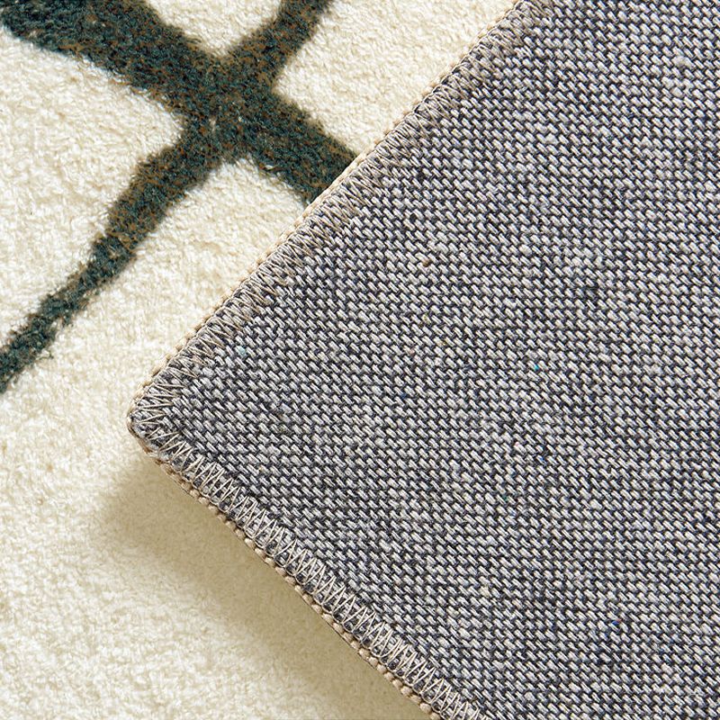 White Modern Carpet Abstract Pattern Polyester Area Rug Easy Care Backing Rug for Home Decor