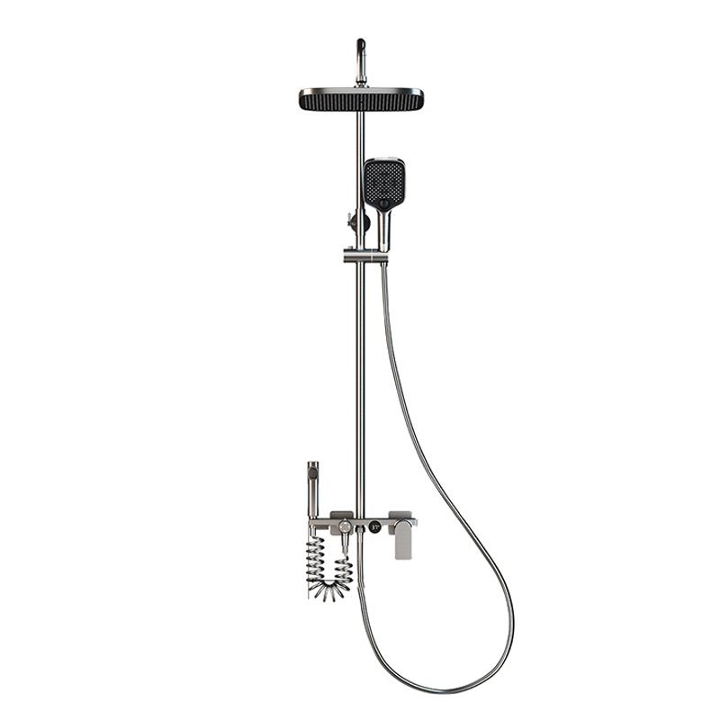 Contemporary Gray Wall Mounted Shower System with Slide Bar Included