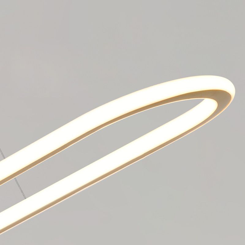 Minimalist Oval Island Lighting Fixture Metal Dinning Room LED Island Ceiling Light