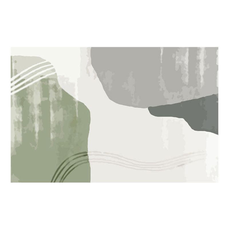 Green Modern Rug Polyester Abstract Contrast Color Rug Washable Rug for Living Room