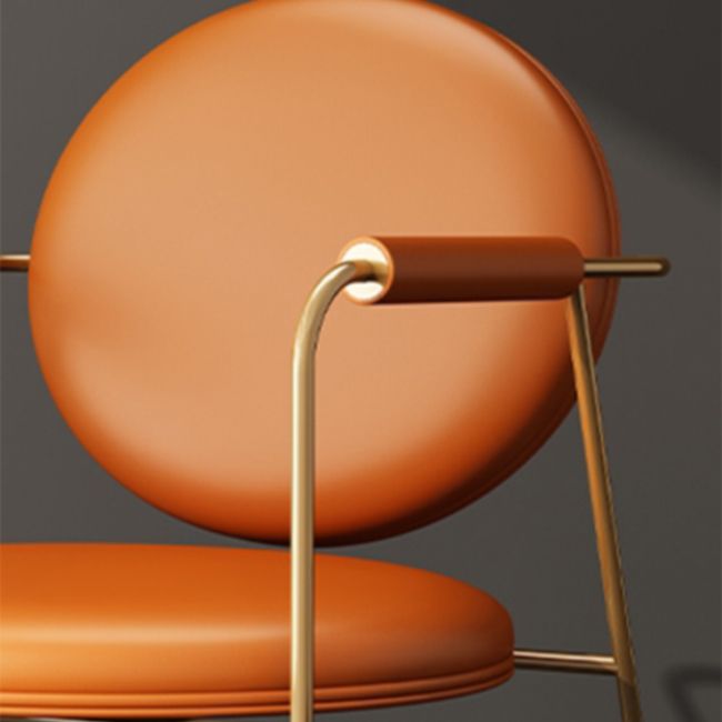PU Leather Upholstered Dining Arm Chair Open Back Chair with Stainless Steel Frame