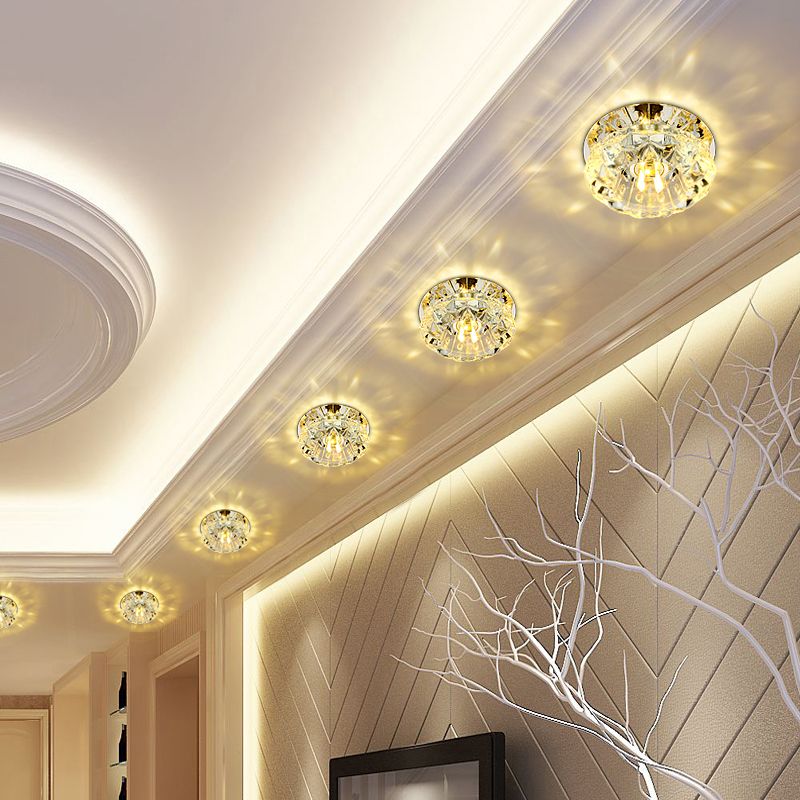 Bloemblaadjegang Plafondverlichting Afgeschuin Crystal LED Moderne Flush Light Fixture in Chrome