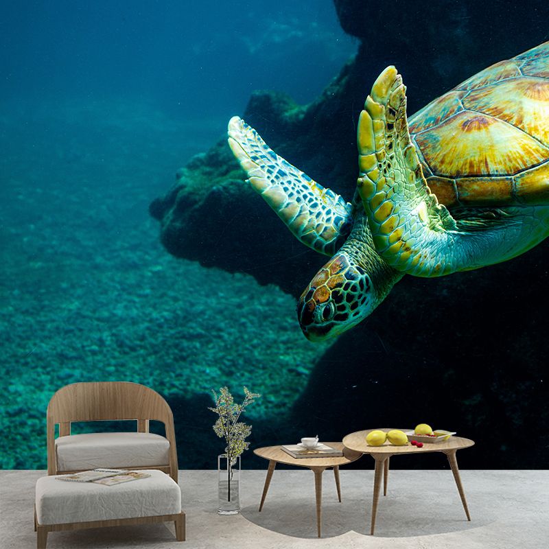 Fancy Wall Mural Sea Turtle Patterned Sitting Room Wall Mural