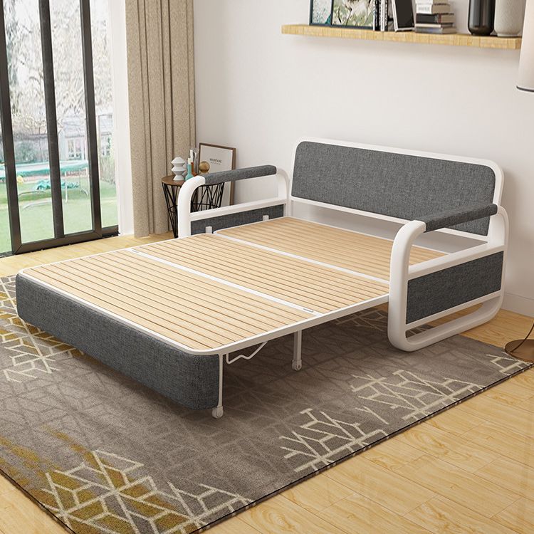 Fabric Square Arms Futon Sleeper Sofa Pillow Included Loveseat