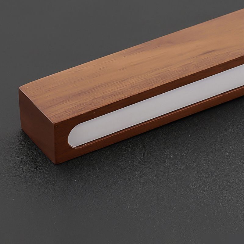 1-Light Island Light Minimal Style Linear Shape Wood Hanging Lamp for Dining Room