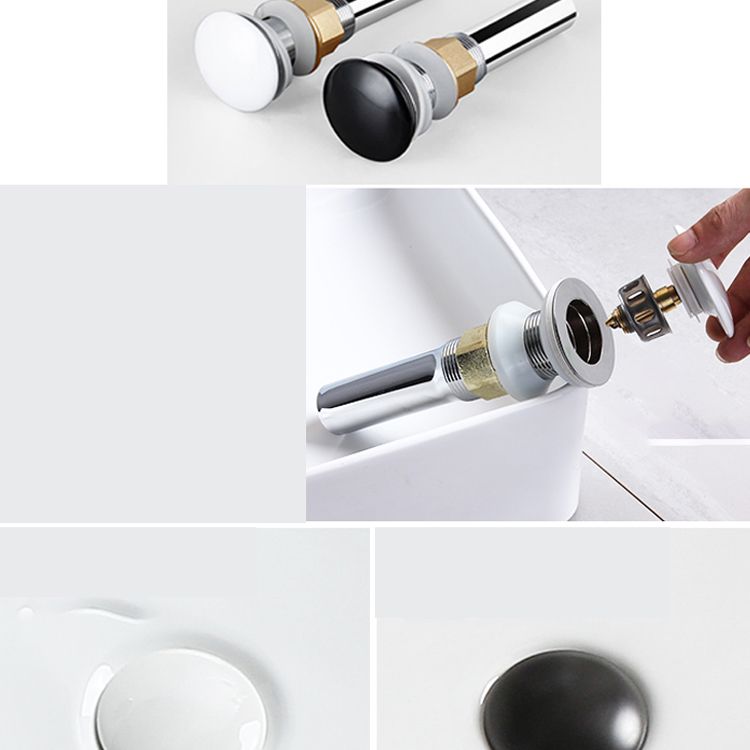 Modern Bathroom Sink Square Ceramic 1-Hole Overflow Sink with Faucet