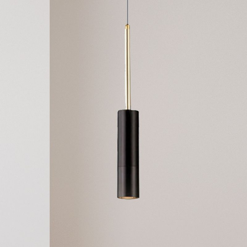Black/White Cylinder Hanging Light Minimalist Metal LED Pendant Light for Living Room in Warm/White with Adjustable Cord