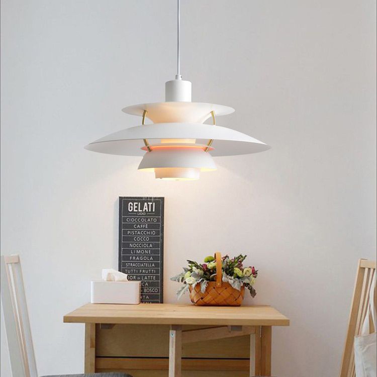 Multilayer Pendant Light Fixture Macaron Aluminum 1-Light Living Room Hanging Light