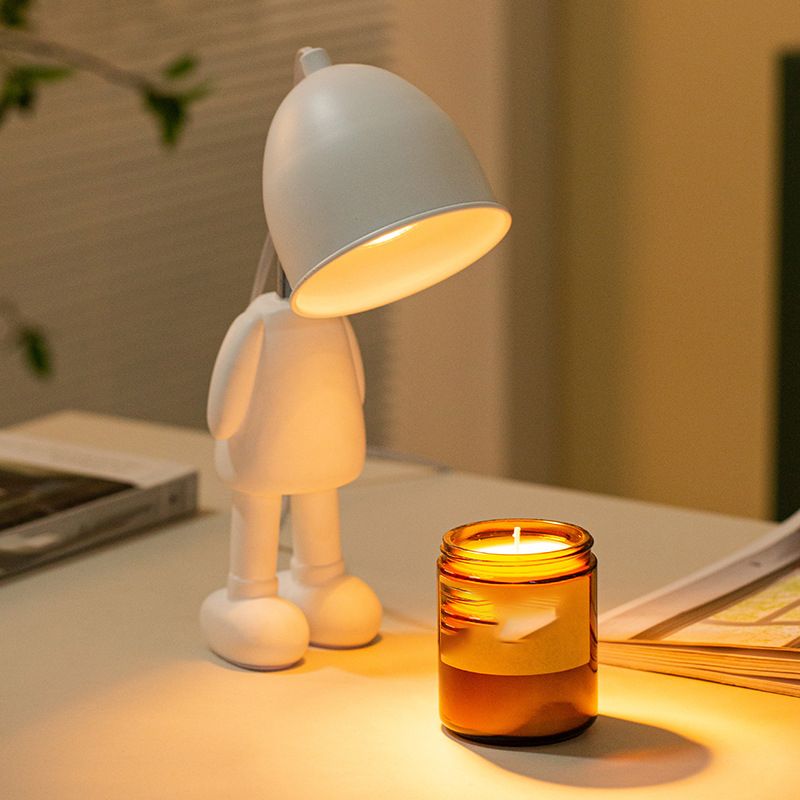 Macaron Robot Table Lampada in metallo Cera da letto a bulbo singola