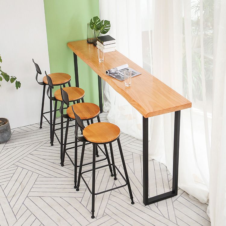 Modern 1/2/5 Pieces Wood Bar Table Set Rectangle Bar Table with High Stools for Kitchen