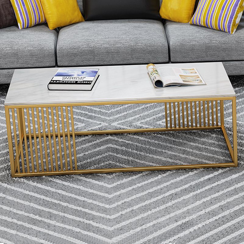 White Marble Top Coffee Table Metal Frame Coffee Cocktail Table