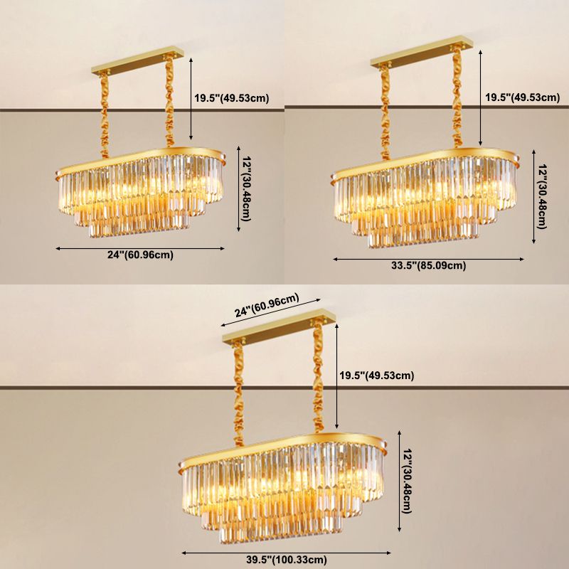 Linear Indoor Island Lighting in Modern Style Crystal Pendant Lighting