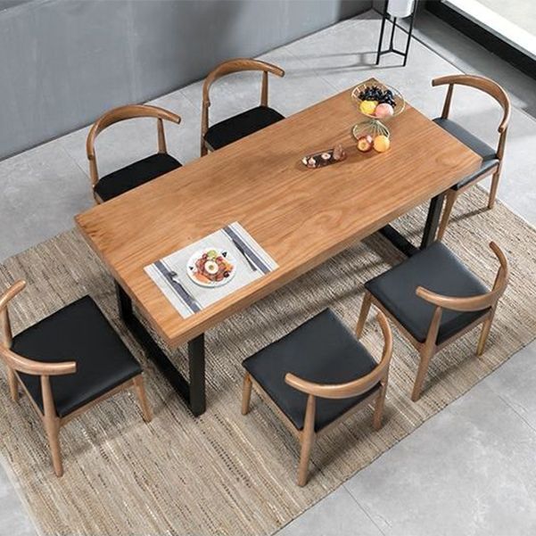 Industrial 1/2/5/7 Pieces Rectangle Dining Set Solid Wood Dining Table with Chairs