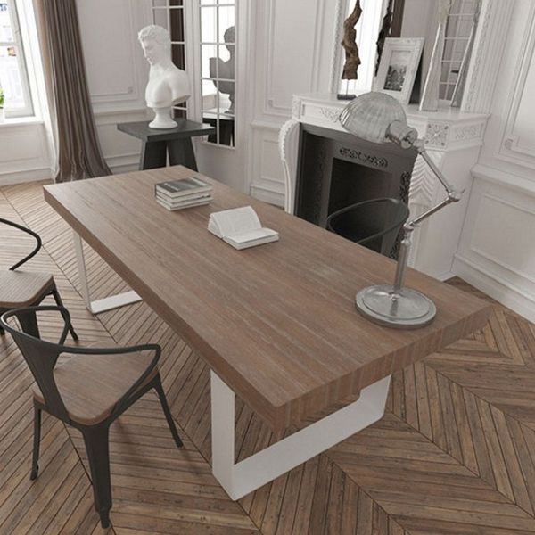 Mesa de comedor de madera contemporánea Mesa de comedor rectangular con base de trineo
