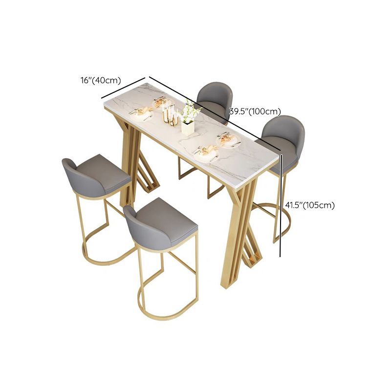 Metal Bar Table Rectangular Faux Marble Top Bistro Pub Table