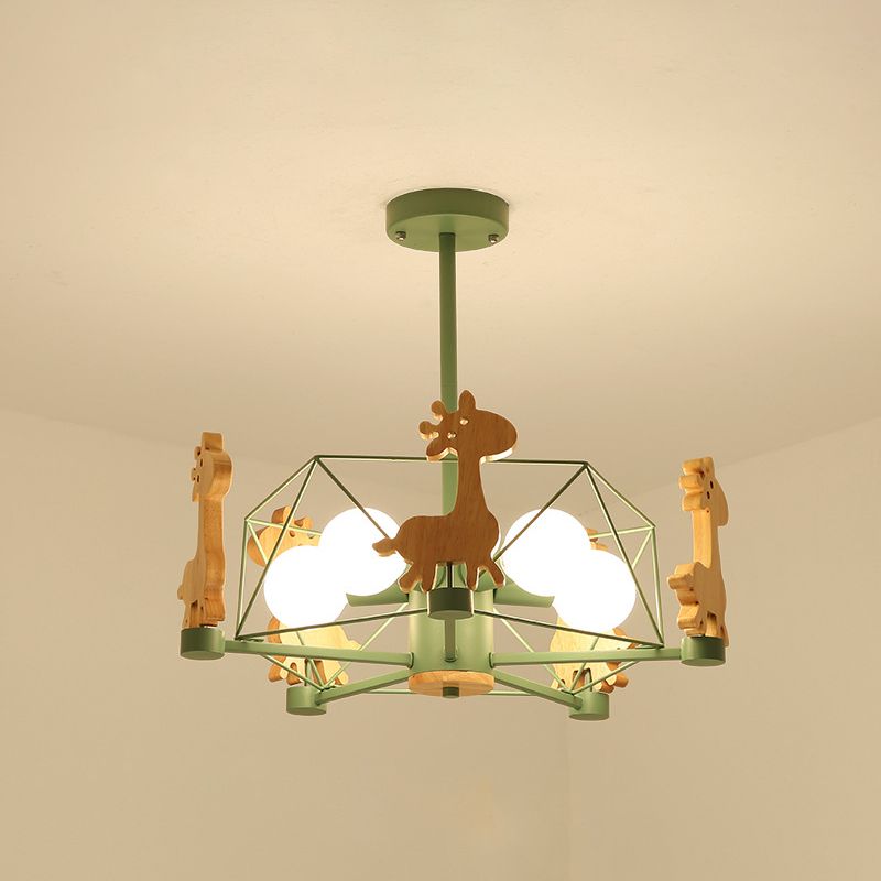 5-Light Spherical Branch Hanging Pendant Modern Macaron Style Metal Hanging Lighting