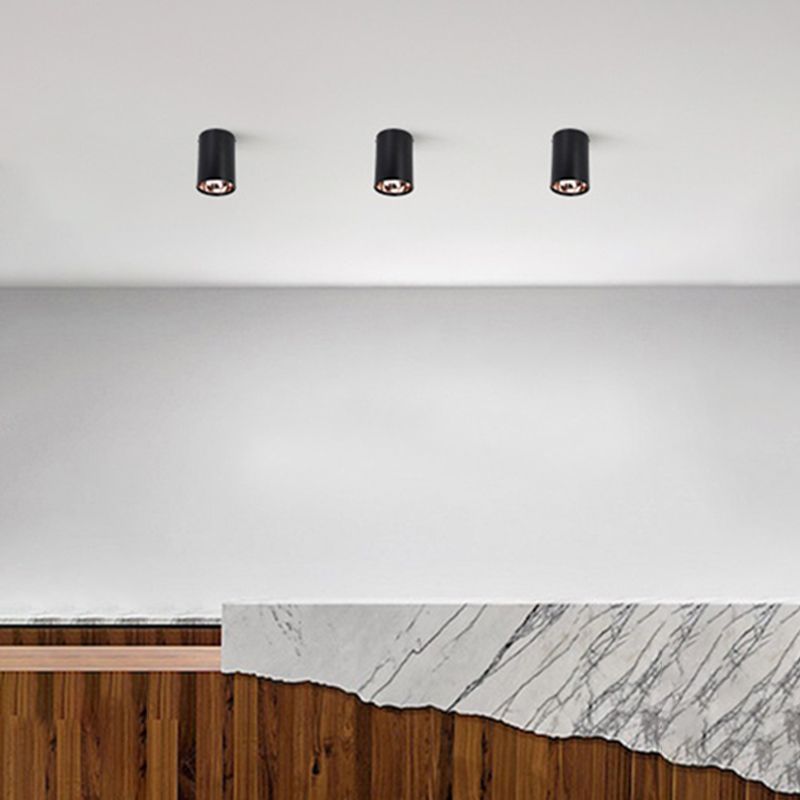 Metallic cilinder LED-inbouwlamp Minimalistisch zwart-roségouden plafondlamp voor slaapkamer