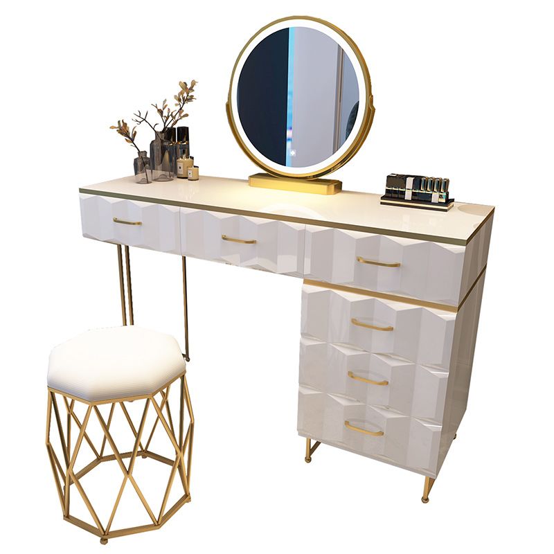 Contemporary Gold Lighted Mirror Bedroom With Drawer Wooden Make-up Vanity