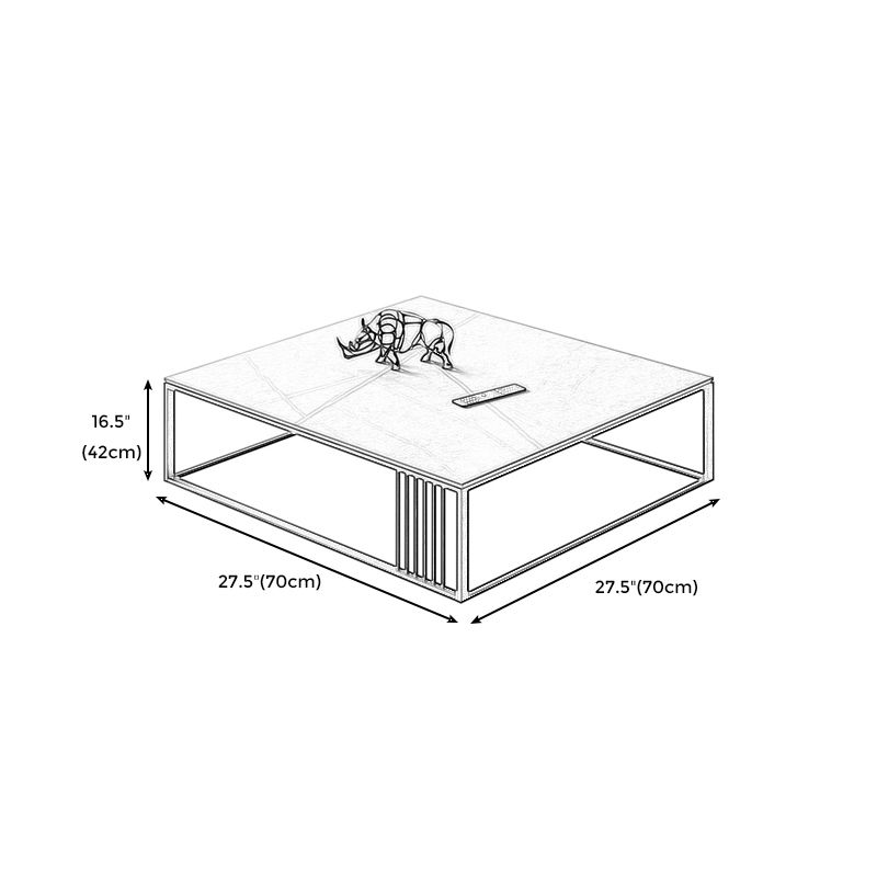 Square/Rectangle Slate Frame 1 Coffee Table Modern Grey and Black Table