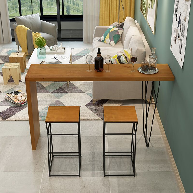 Industrial Rectangle Bistro Bar Desk Pine Solid Wood Bar Dining Table for Indoor