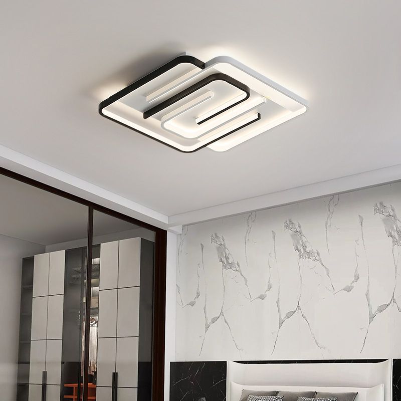 Nordic Style Metal Ceiling Light Geometry Ceiling Lamp with Silica Gel Shade for Bedroom