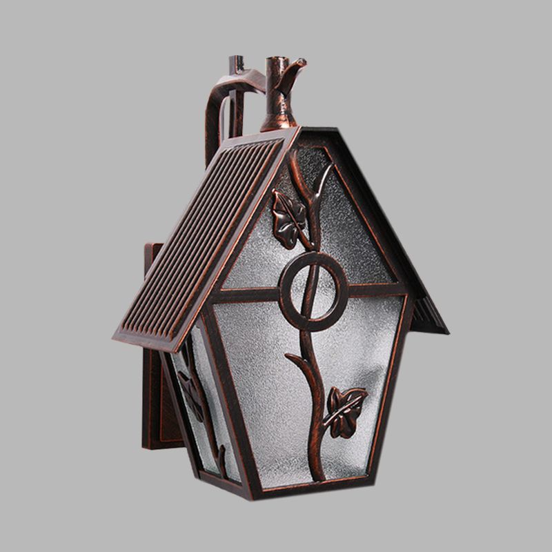 Countryside House Sconce Lighting 1 Bulb Seeded Glass Wall Mounted Lamp Fixture in Copper