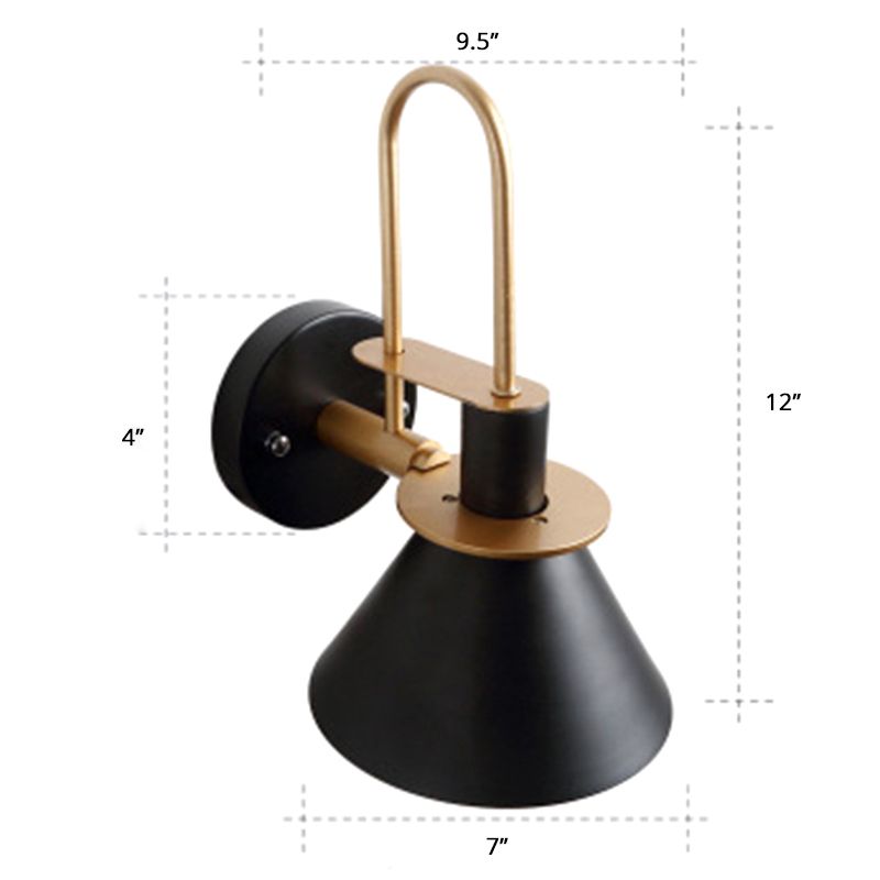 Macaron 1-Head Wall Light Bugle Shaped Wall Mount Lamp with Metal Shade for Bedroom