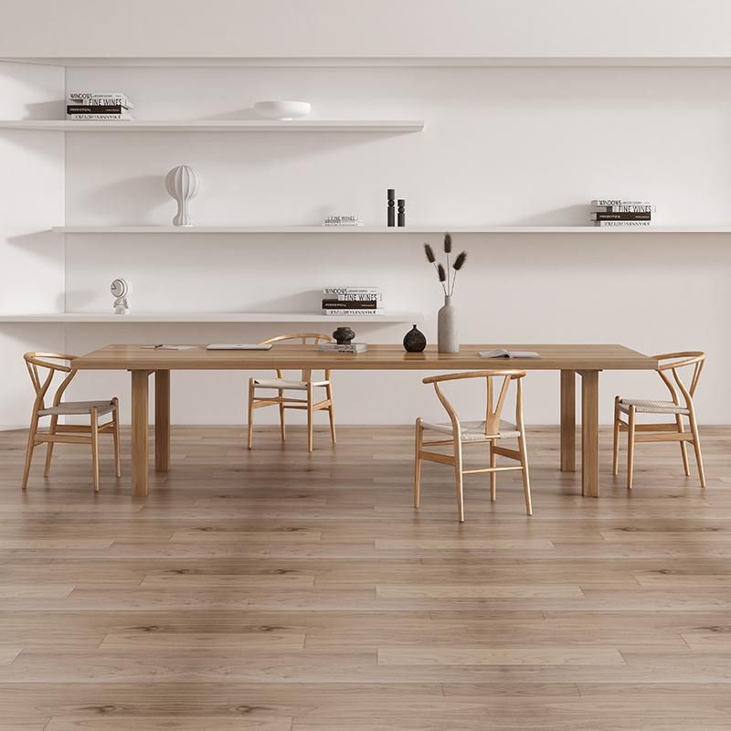 Modern Solid Wood Table for Restaurant Rectangle Brown Dining Table with 4 Legs