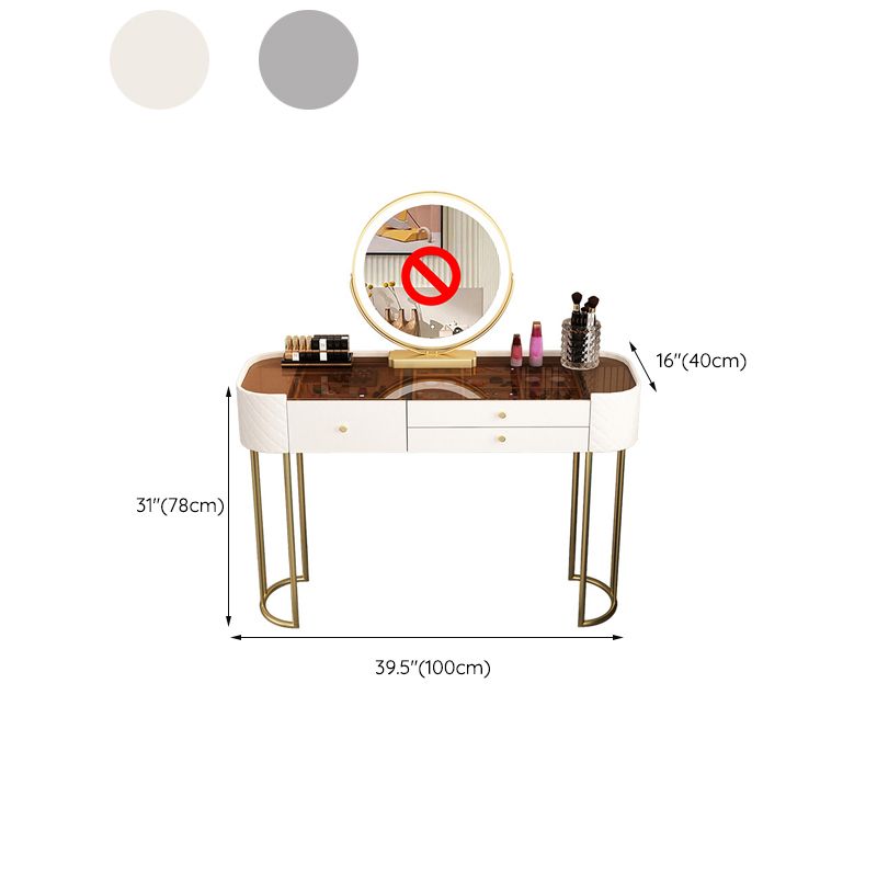 15.74" Wide Vanity Desk with 3 Storage Drawers Glam Glass Dresser, Whit