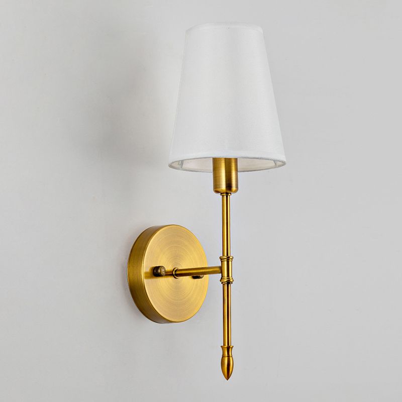 American Style Golden Vanity Light Fabric Shade Vanity Lamp for Shower Room