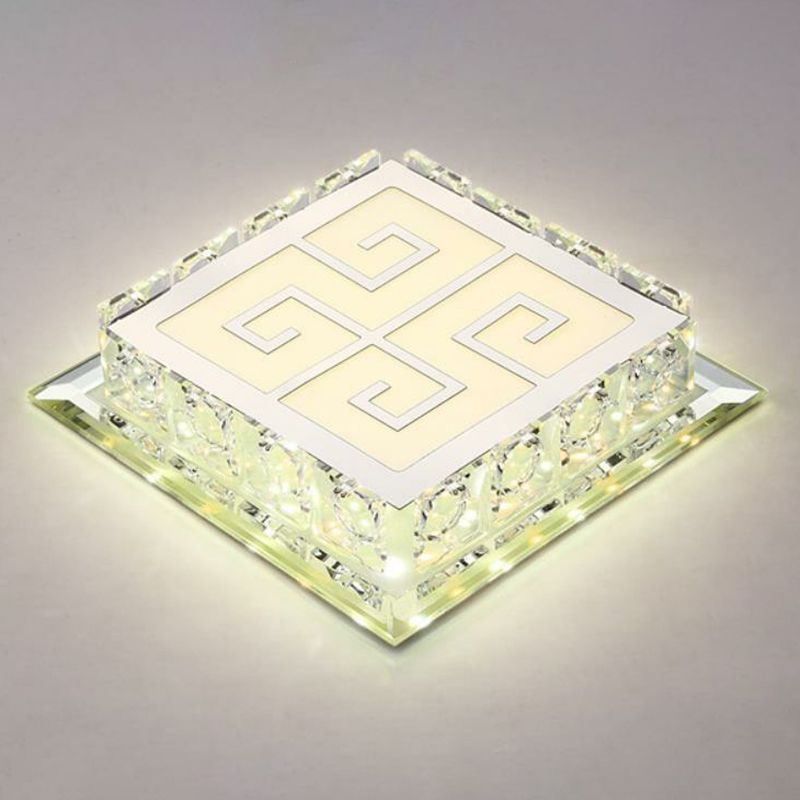 Plafonnier LED carré clair en cristal de simplicité, luminaire de plafond pour Foyer